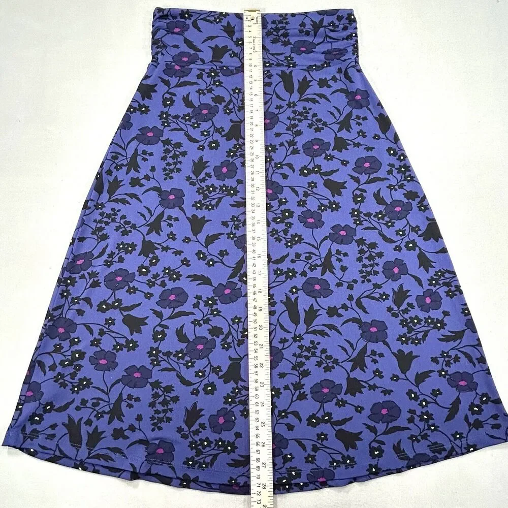 Gilli Skirt Women's Small Purple Floral Flowers Midi Pull On Stretch Lightweight